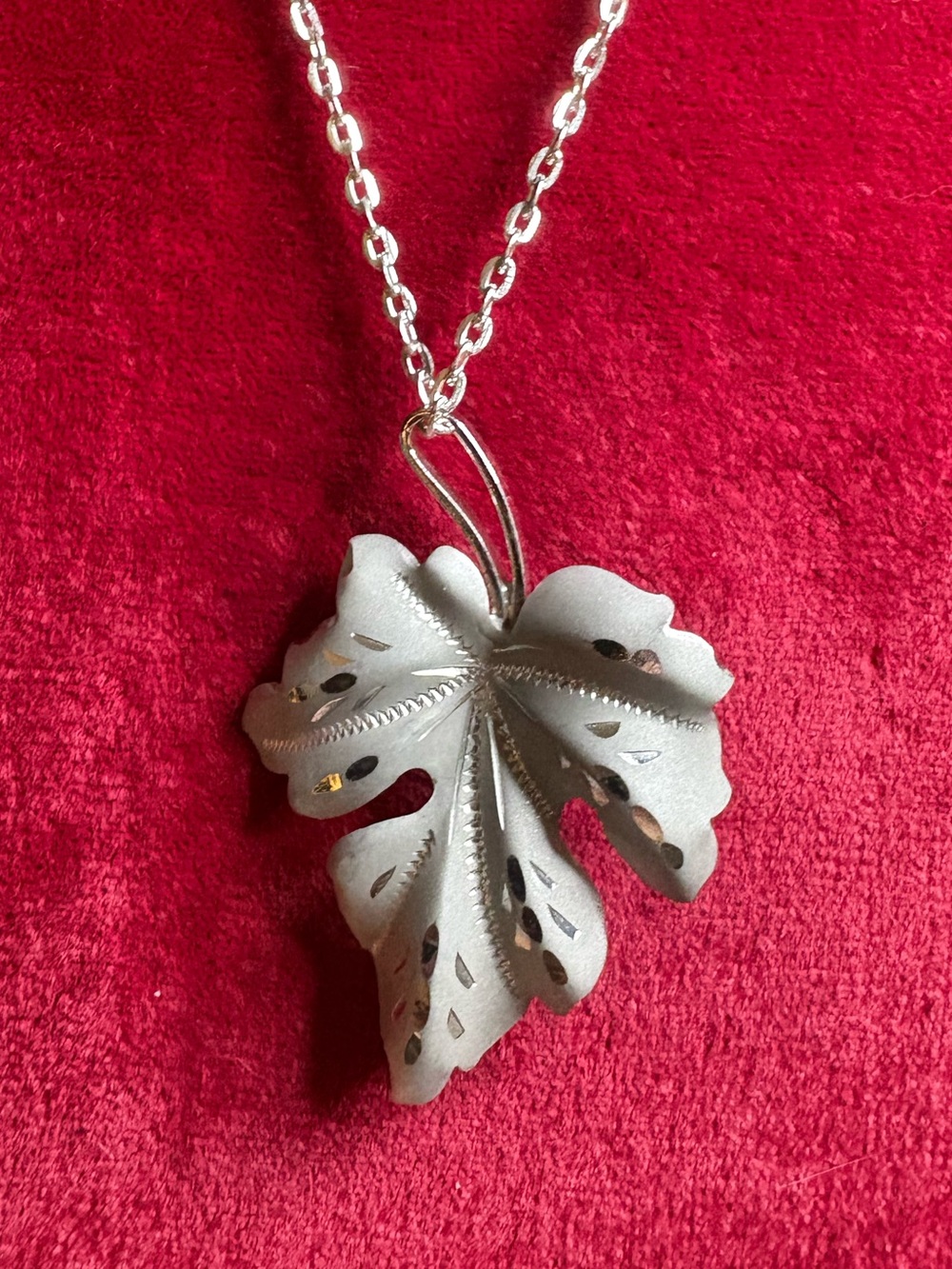 Pendant & Brooch 925 Sterling Silver Leaf Vintage Etched Design Stamped Signed